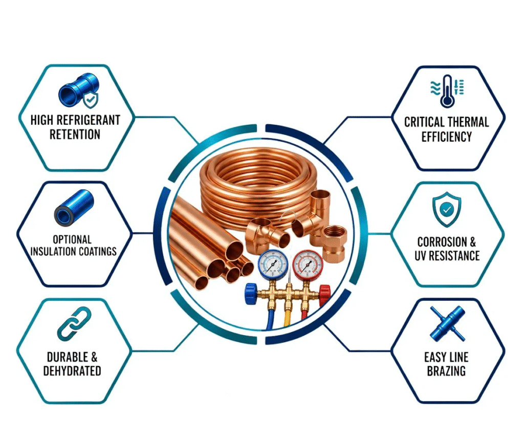 AC copper pipes infograph
